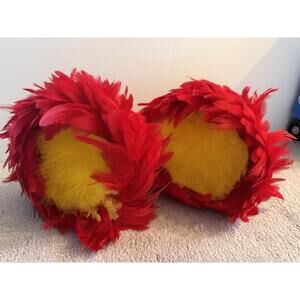 Vintage Ukiah Uli Hawaiian Polynesian Dance Red Yellow Feathers Hula Gourds - 2